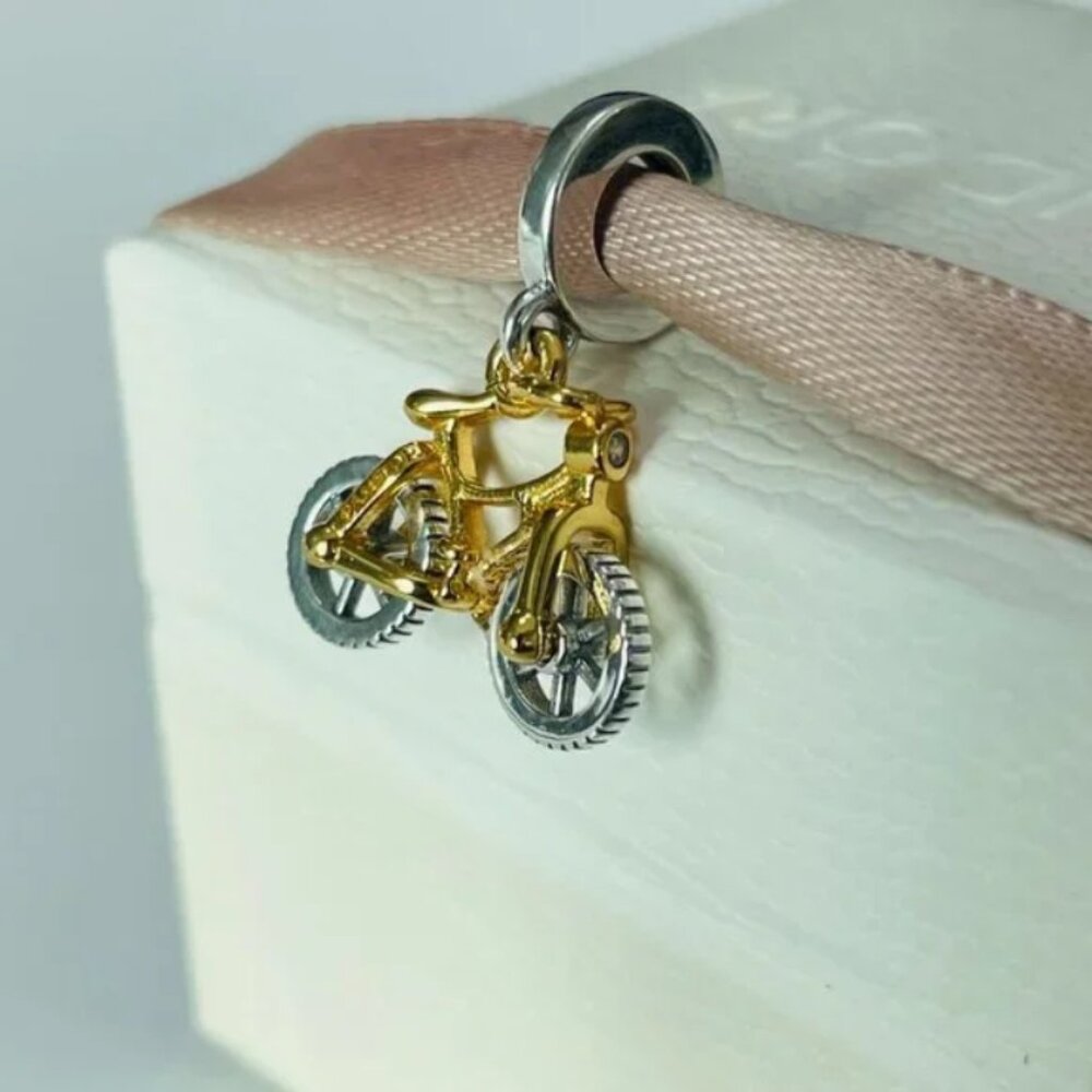 Pandora Two-tone Spinning Wheels Bicycle Dangle Charm
